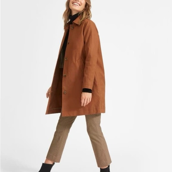 Everlane Jackets & Blazers - EVERLANE Women's PLUS 14 The Mac Coat Long Trench Cocoa Brown Rust Button Front